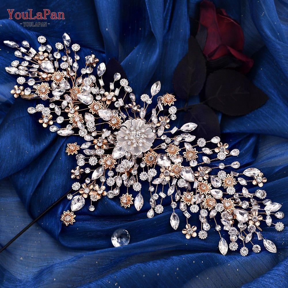 Luxury Bridal Hair Accessories Flower Wedding Crown Forehead Jewelry - Frimunt Clothing Co.