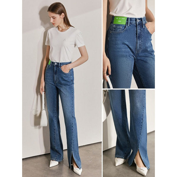 Spring Jeans For Women Split Asymmetric Loose Casual Straight Pants - Frimunt Clothing Co.