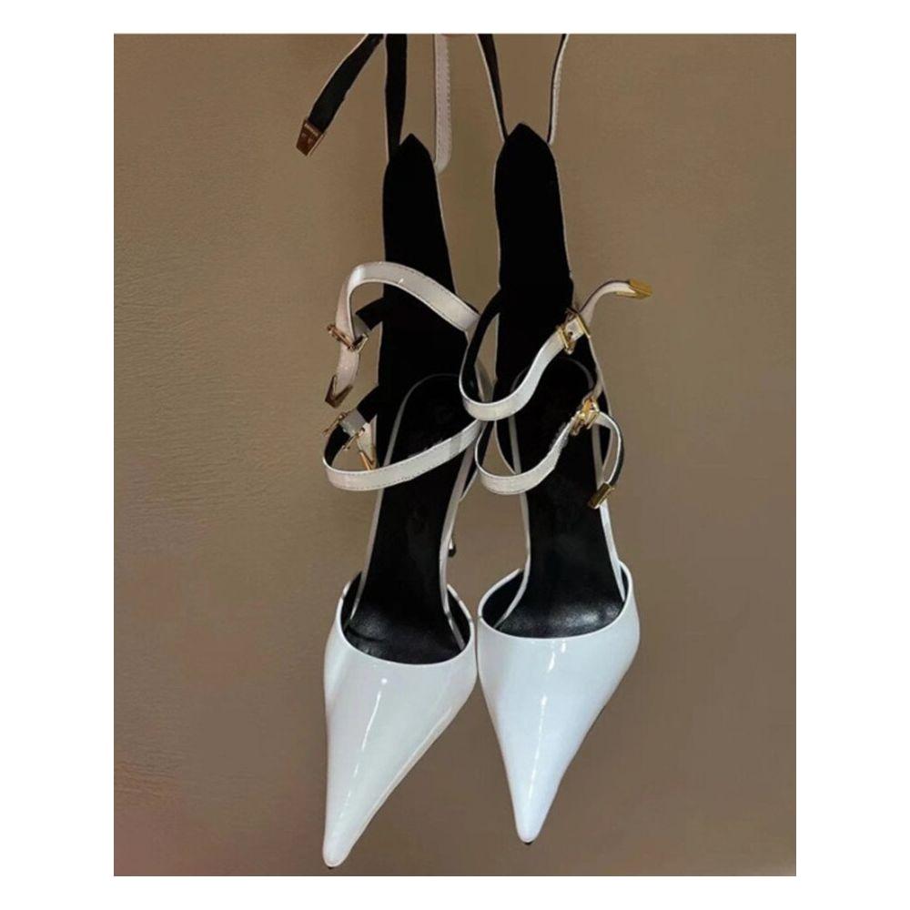 New High-end Metal Heel Stiletto Pointy Toe Triple Strap Pumps - Frimunt Clothing Co.