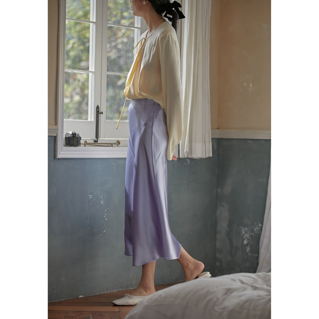 Summer Midi Satin Elegant High Waist A Line Women's Long Skirts - Frimunt Clothing Co.