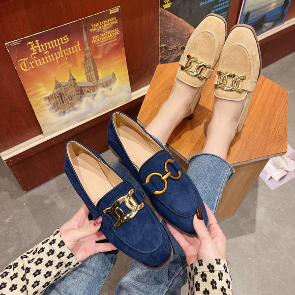 Women's Loafer Shoes Navy Color Suede Casual Chic Flats- 3 Styles
