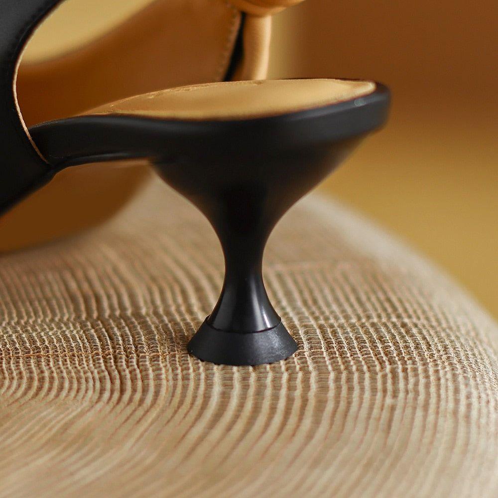 Genuine Leather Women's Pointed Toe Thin Heel Slingback Shoes - Frimunt Clothing Co.