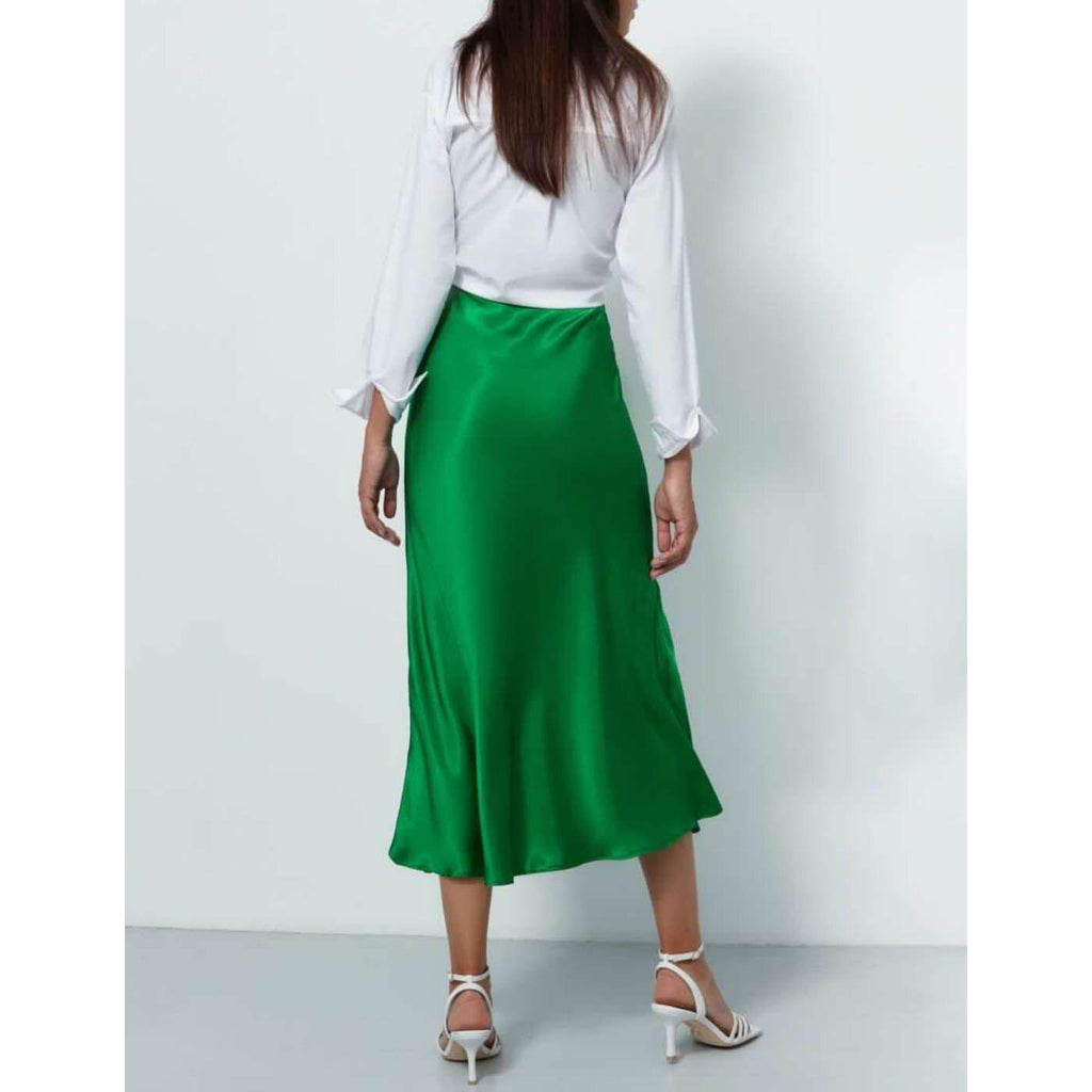 Summer Midi Satin Elegant High Waist A Line Women's Long Skirts - Frimunt Clothing Co.