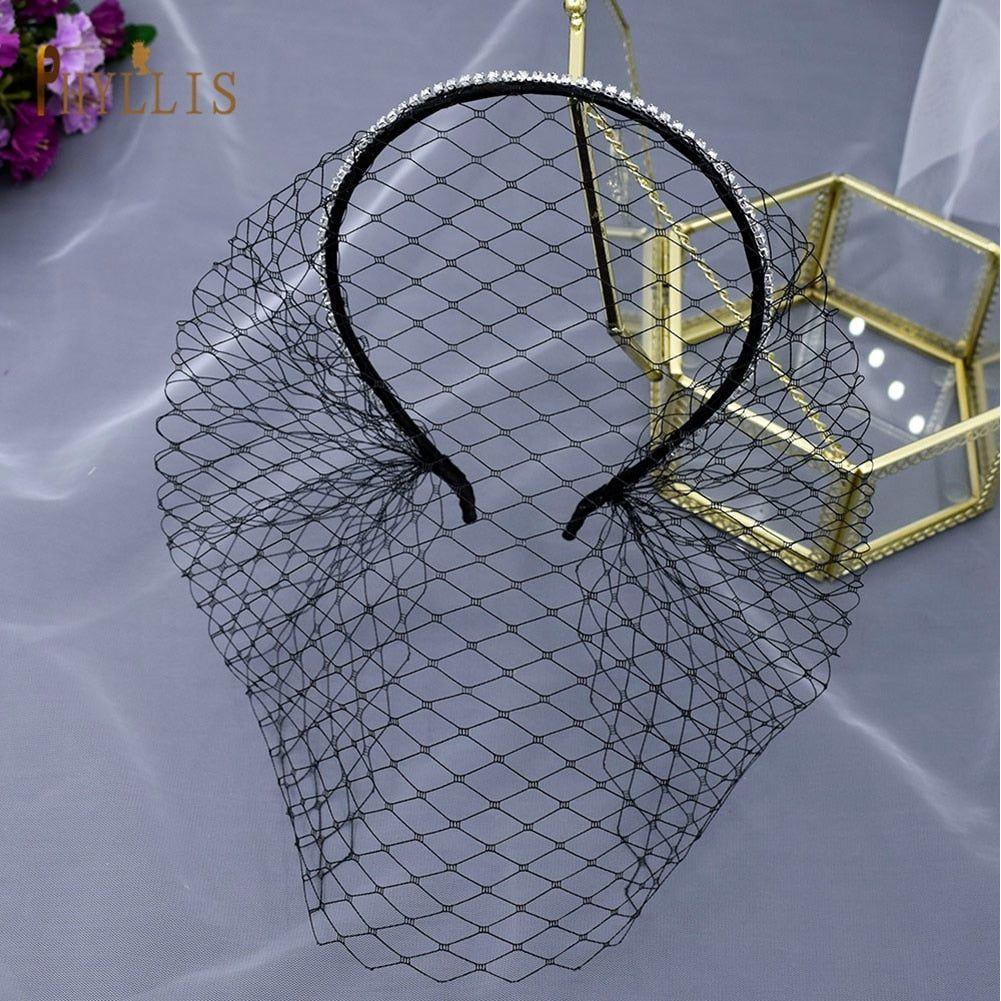 Bridal Birdcage Blusher Veil Crystals Face Veils Fascinator - Frimunt Clothing Co.