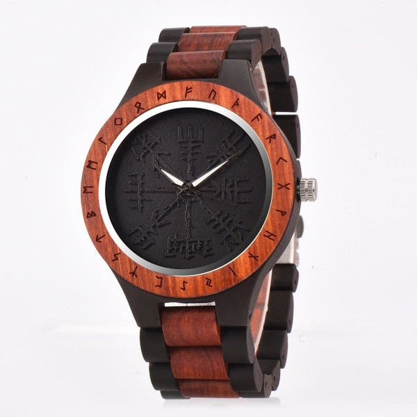 BOBO BIRD Wood Norse Rune Compass Men's Watches Luxury Wooden Strap Bamboo Gift Box - Frimunt Clothing Co.