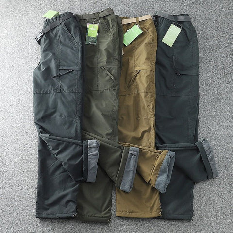 Men's Winter Thick Fleece Casual Pants Cotton Military Tactical Baggy Cargo Pant Double Layer Thermal Trousers