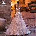 Lynne A-Line Classic Wedding Dress 2022 Sweetheart Cap Sleeve Shiny Court Train - Frimunt Clothing Co.