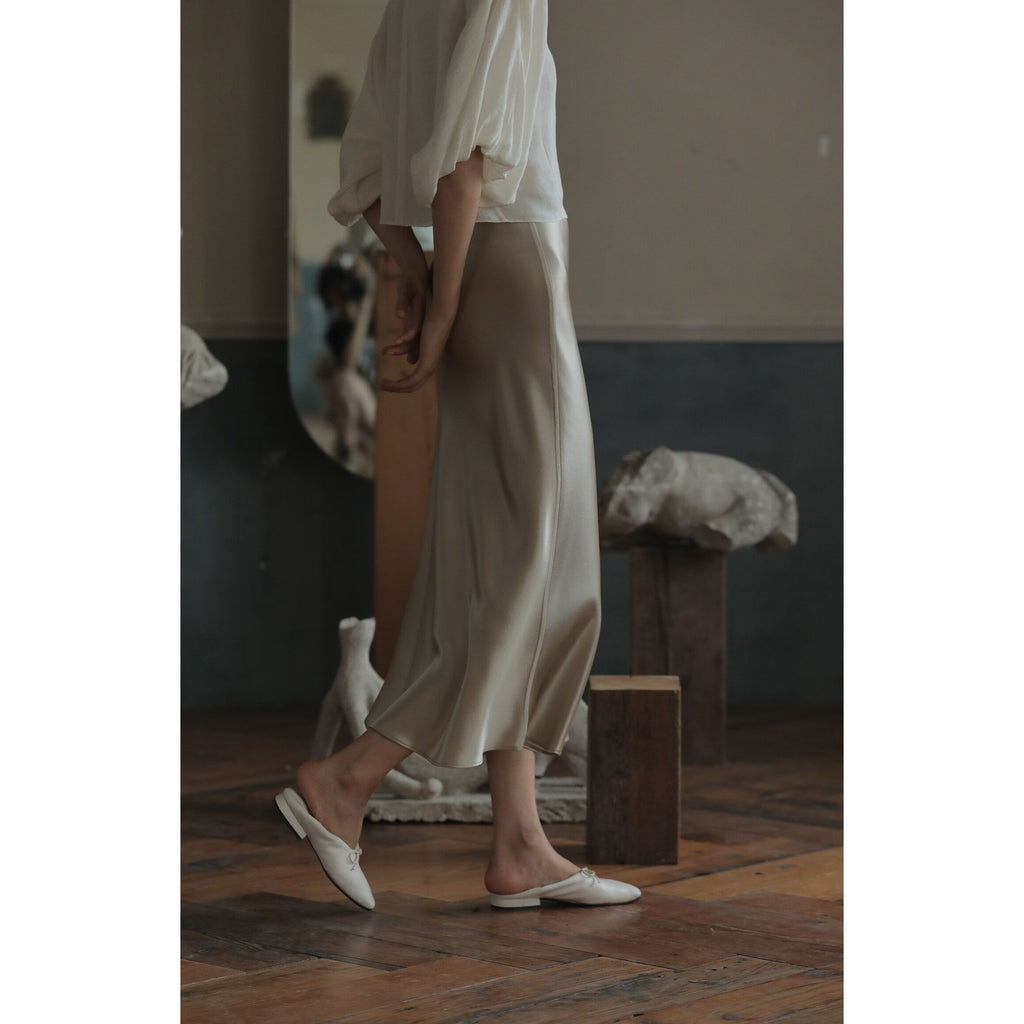 Summer Midi Satin Elegant High Waist A Line Women's Long Skirts - Frimunt Clothing Co.