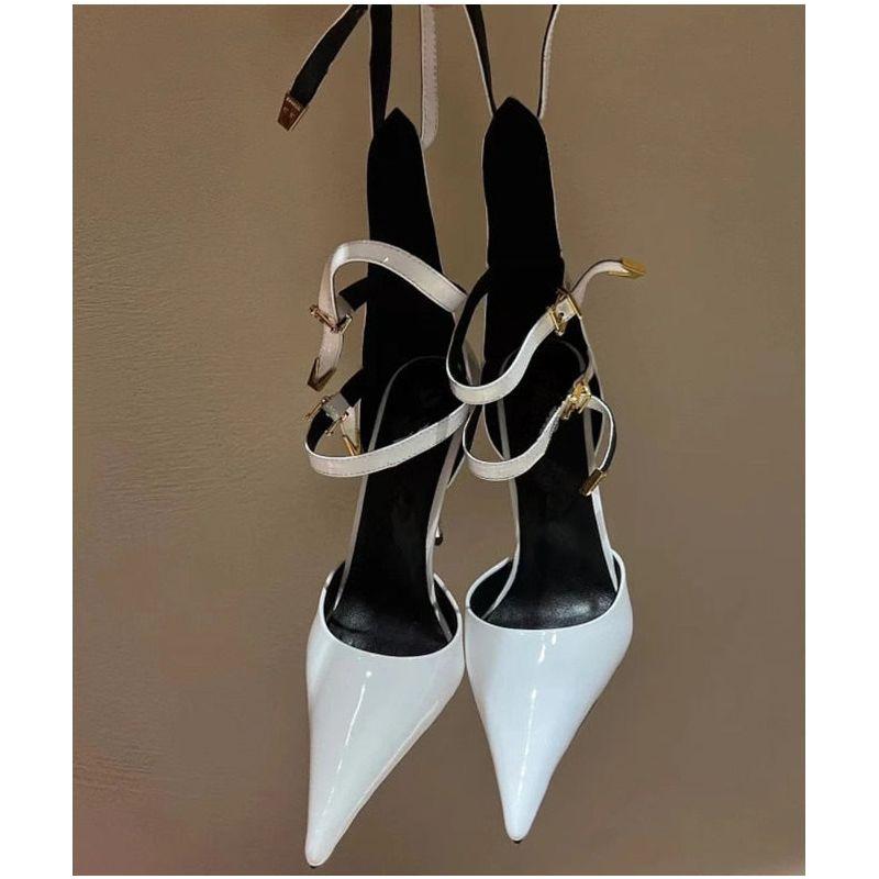 New High-end Metal Heel Stiletto Pointy Toe Triple Strap Pumps - Frimunt Clothing Co.