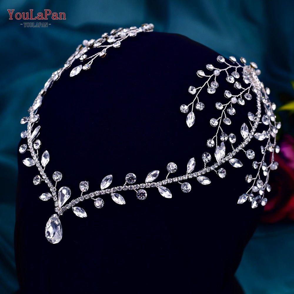 Luxury Rhinestones Wedding Forehead Headdress Water Drop Bridal Head Tiara With Combs - Frimunt Clothing Co.