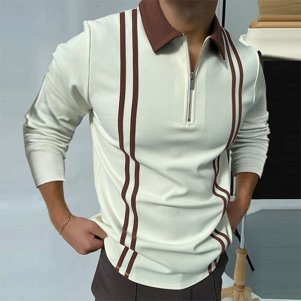 Men Polo Style Shirt Cotton Long Sleeve Shirt Warm Casual Fashion