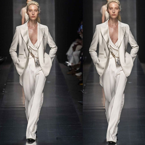 Catwalk Satin Peaked Lapel Custom Made Women 3 Pieces Suit