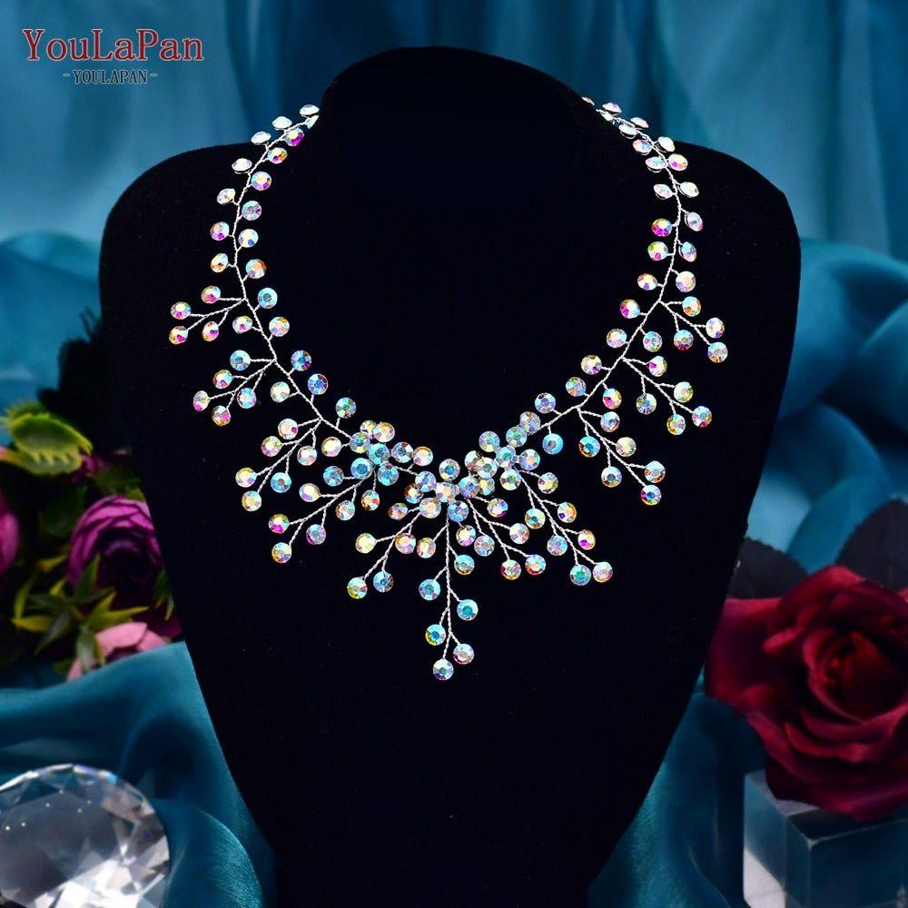 Shiny Crystal Cascade Bridal Necklace Luxury Rhinestones Bridal Jewelry - Frimunt Clothing Co.