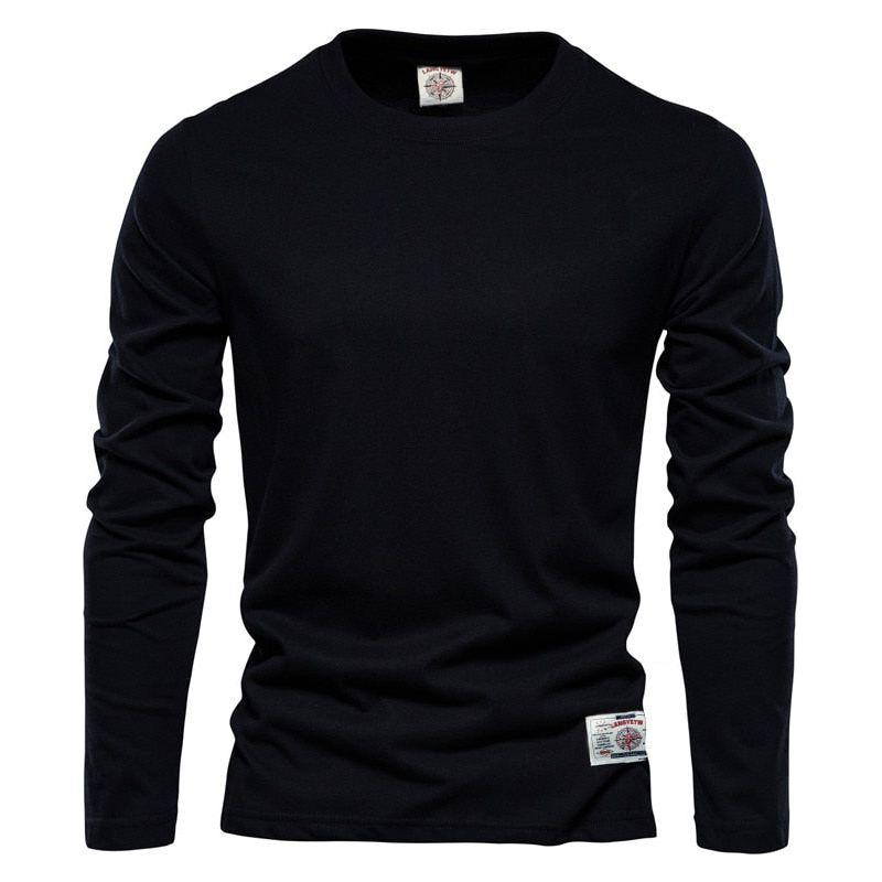 100% Cotton Long Sleeve T shirt For Men Solid Casual Men's T-shirts High Quality - Frimunt Clothing Co.