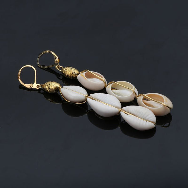 Handmade Natural Cowrie Shell Drop Earrings Bohemian Beach Fashion Drop Earrings - Frimunt Clothing Co.