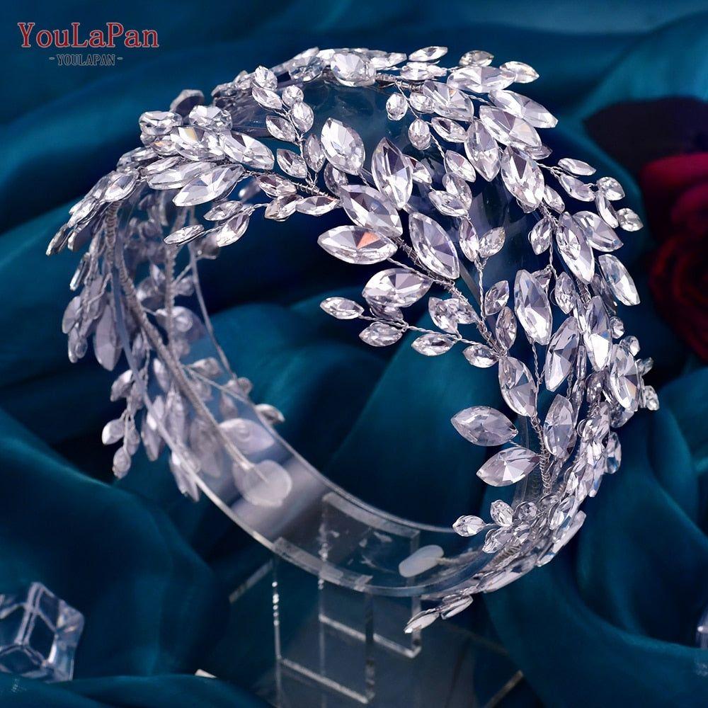 Luxurious Rhinestone Headband Silver Hair Accessories Bling Bride Tiaras - Frimunt Clothing Co.