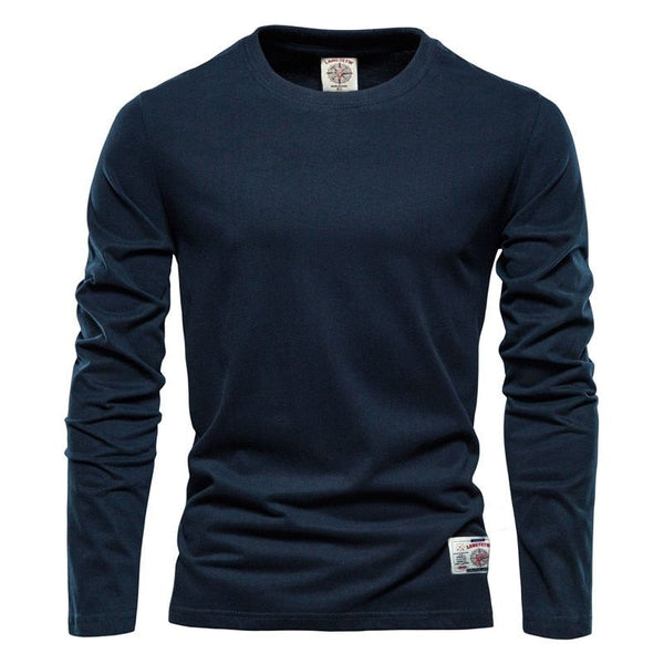 100% Cotton Long Sleeve T shirt For Men Solid Casual Men's T-shirts High Quality - Frimunt Clothing Co.