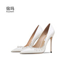 Beaded High Heel Luxury Fashion Pointed Toe Stiletto Wedding Pumps - Frimunt Clothing Co.