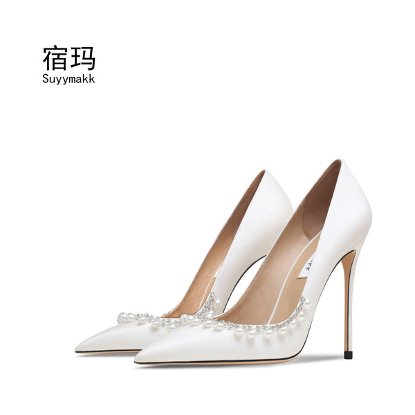 Beaded High Heel Luxury Fashion Pointed Toe Stiletto Wedding Pumps - Frimunt Clothing Co.
