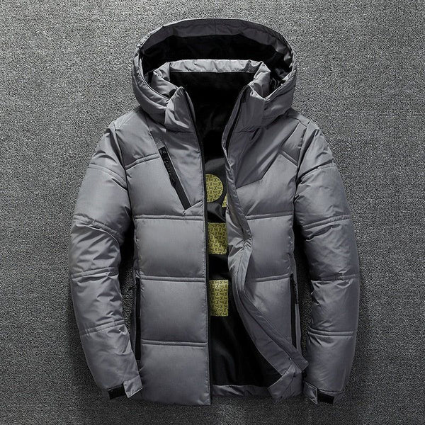 Winter Down Jacket With Hood Warm Men's Coat Stand Collar Puffer Thick Duck Parka - Frimunt Clothing Co.