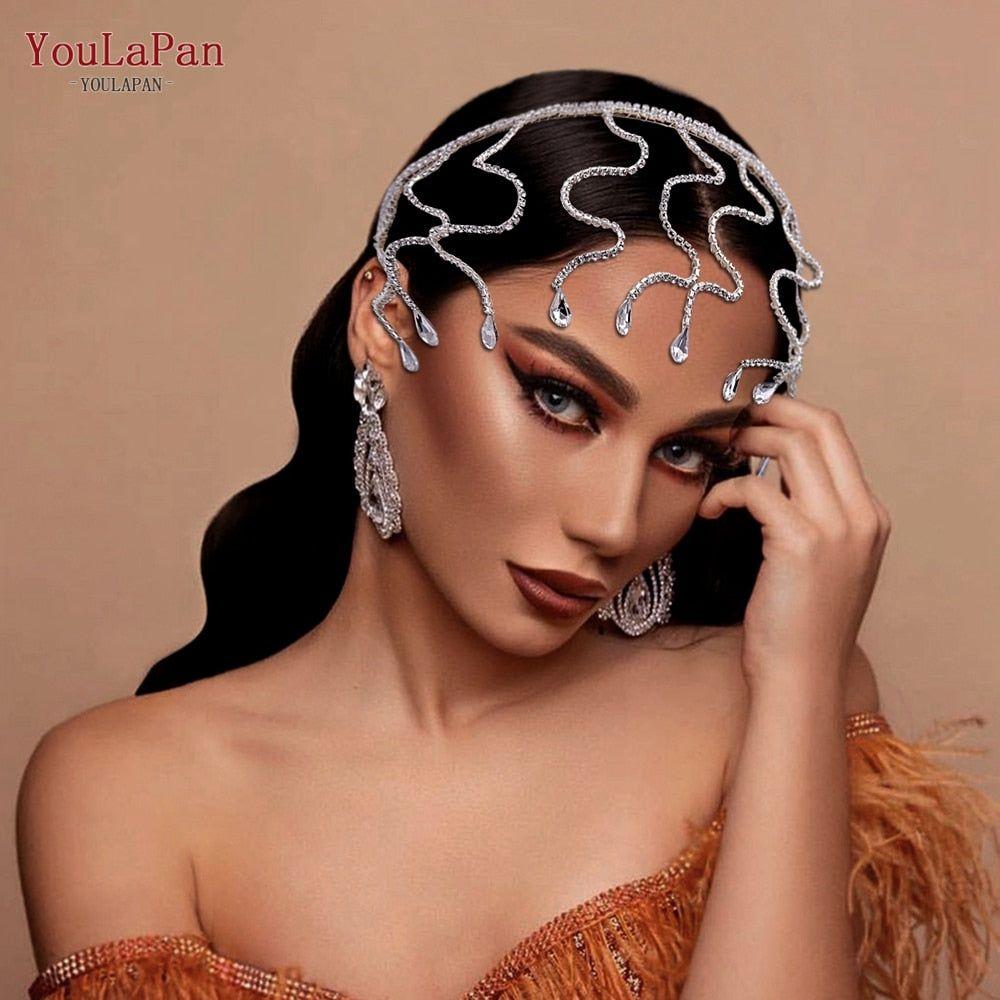 Luxury Bridal Hair Ornaments Rhinestones Headband - Frimunt Clothing Co.