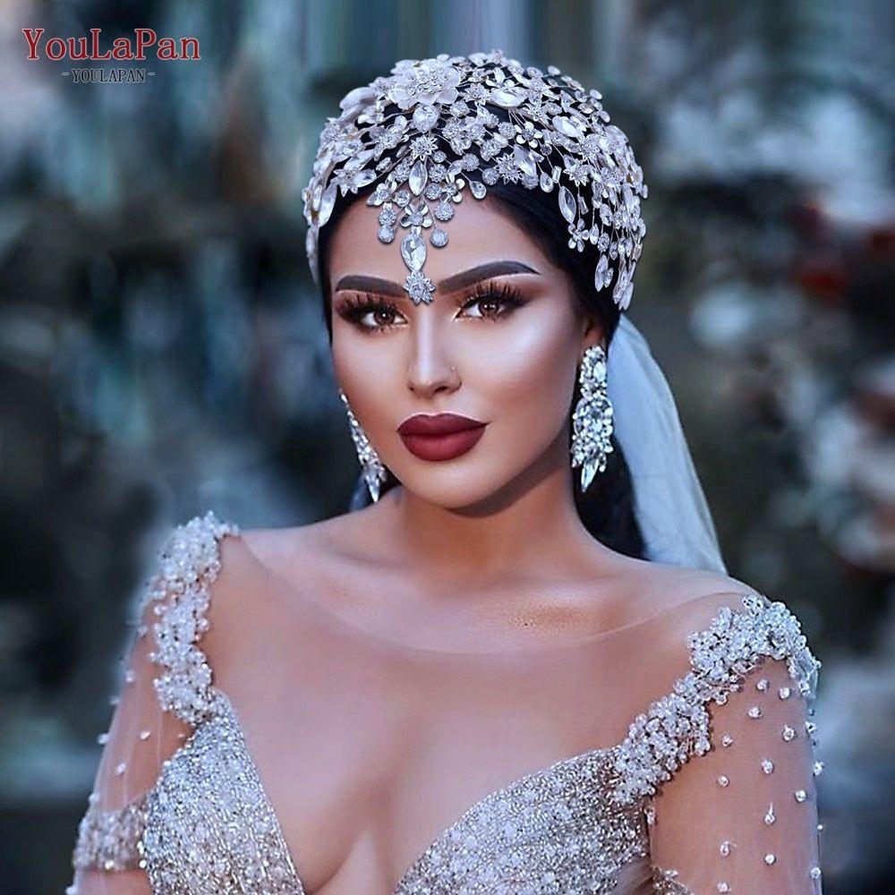 Luxury Bridal Hair Accessories Flower Wedding Crown Forehead Jewelry - Frimunt Clothing Co.