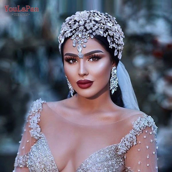 Luxury Bridal Hair Accessories Flower Wedding Crown Forehead Jewelry