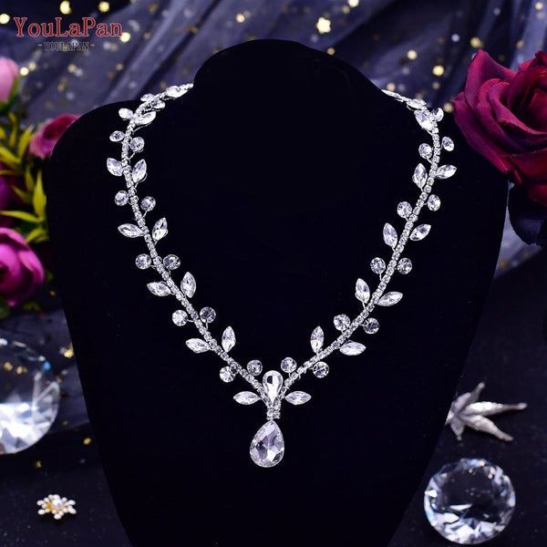 Bridal Pendant Necklace Water Drop Rhinestone Elegant Bridal Jewelry - Frimunt Clothing Co.