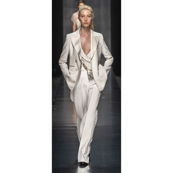 Catwalk Satin Peaked Lapel Custom Made Women 3 Pieces Suit - Frimunt Clothing Co.