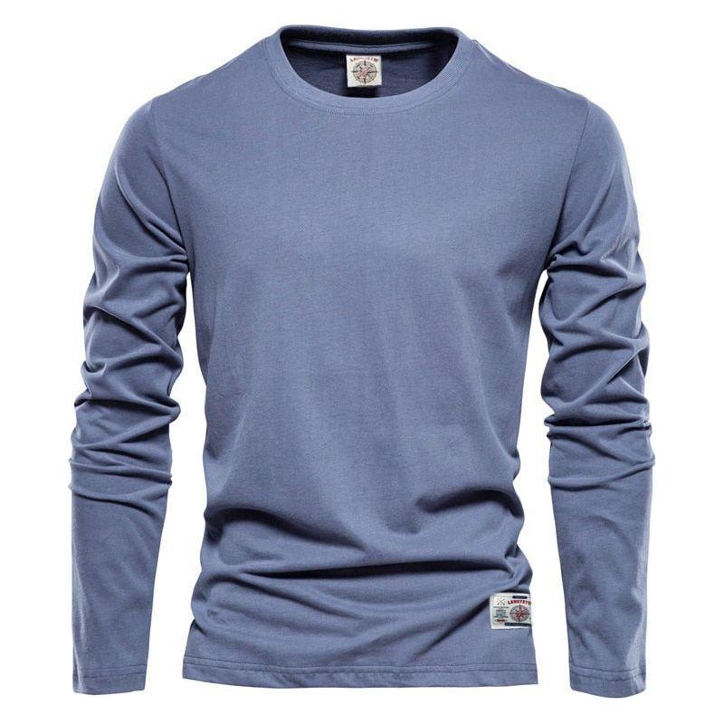100% Cotton Long Sleeve T shirt For Men Solid Casual Men's T-shirts High Quality - Frimunt Clothing Co.