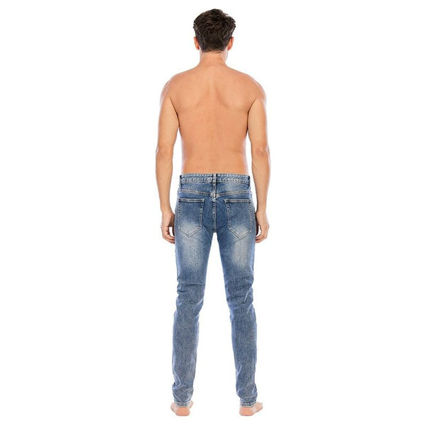 Men's Distressed Slim Fit Jean Pants Non Ripped Casual - Frimunt Clothing Co.