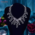 Shiny Crystal Cascade Bridal Necklace Luxury Rhinestones Bridal Jewelry - Frimunt Clothing Co.