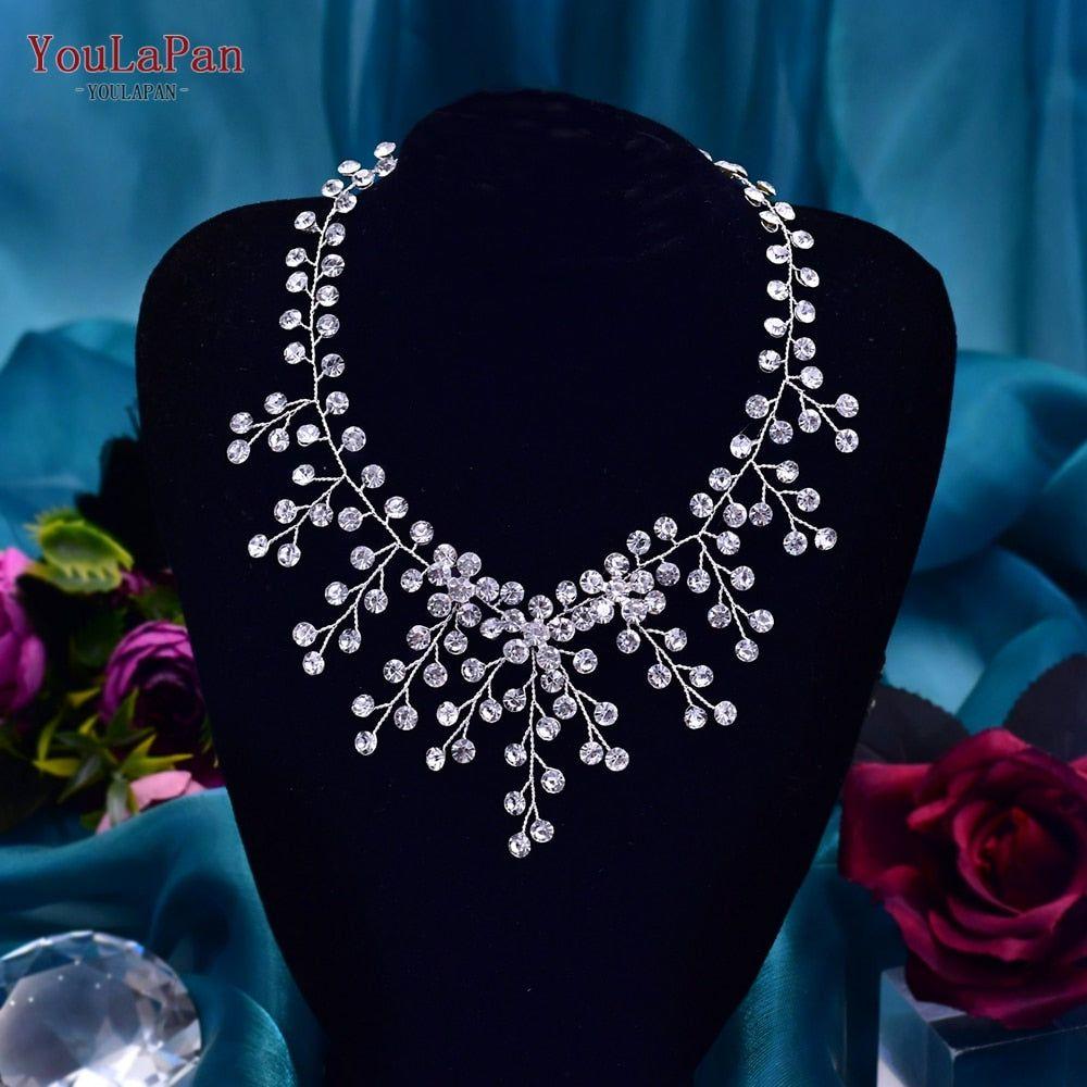 Shiny Crystal Cascade Bridal Necklace Luxury Rhinestones Bridal Jewelry - Frimunt Clothing Co.