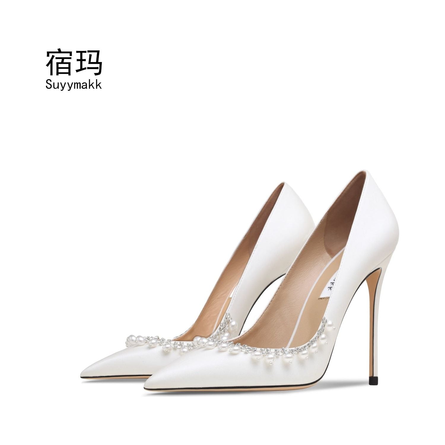 Beaded High Heel Luxury Fashion Pointed Toe Stiletto Wedding Pumps - Frimunt Clothing Co.