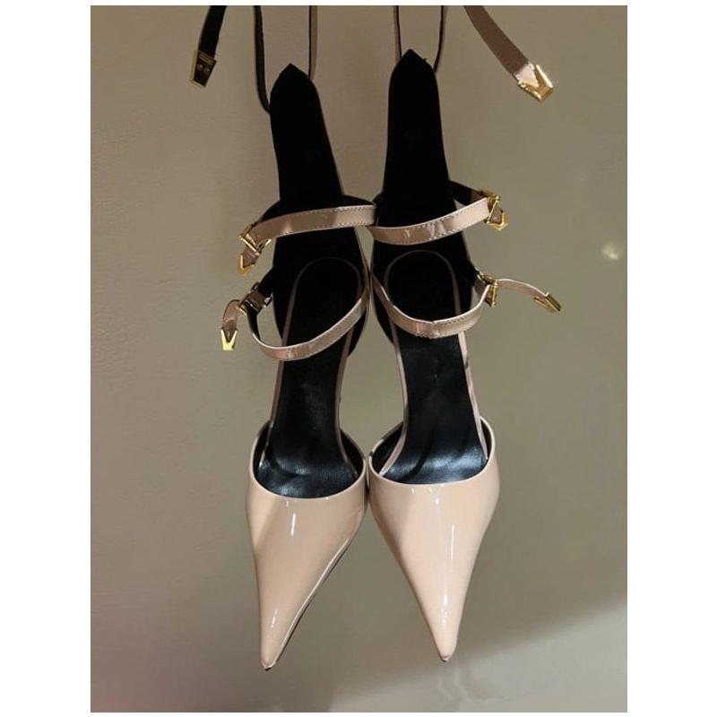 New High-end Metal Heel Stiletto Pointy Toe Triple Strap Pumps - Frimunt Clothing Co.