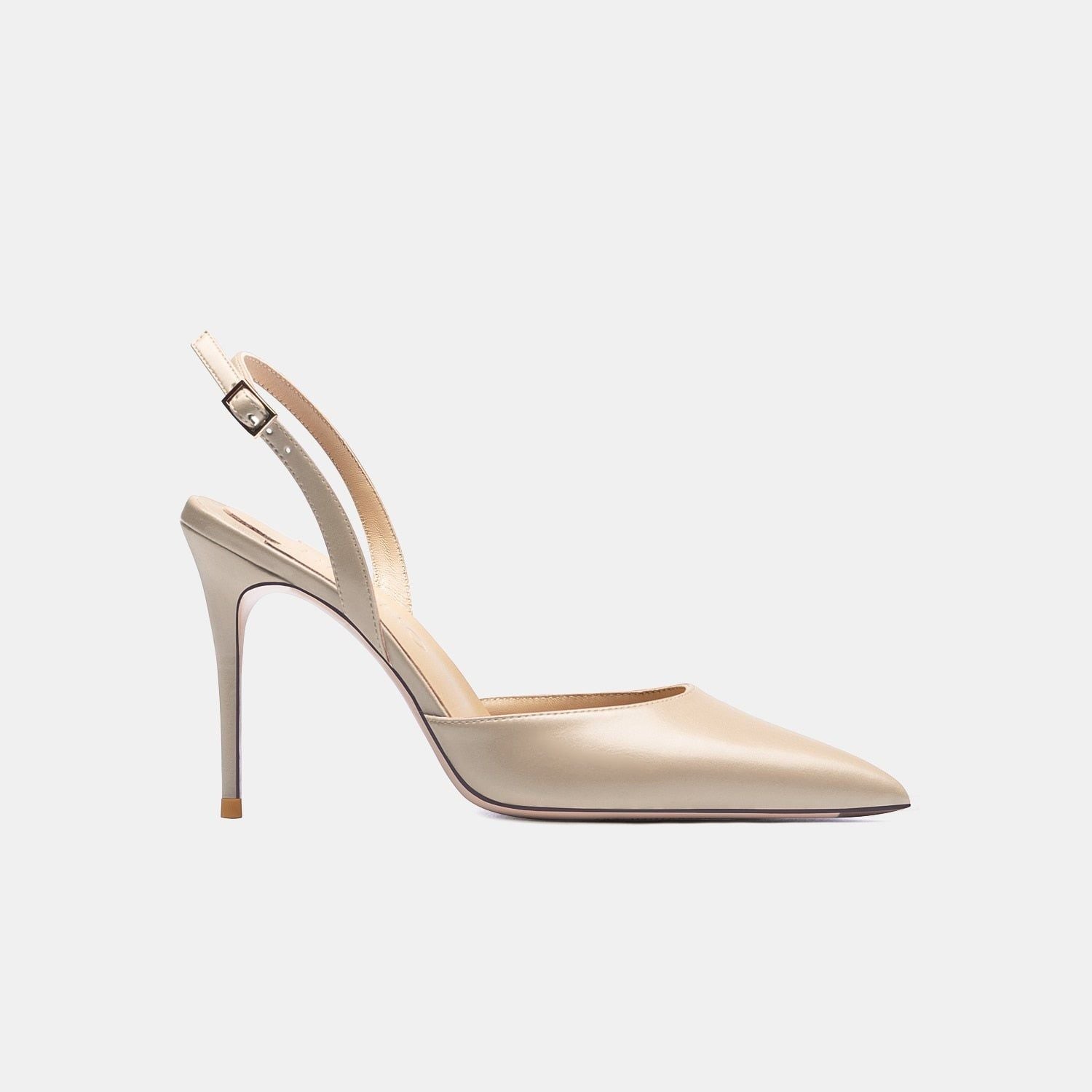 Summer High Heel Backstrap Silk Pointed Toe Bridal Pumps With Buckle - Frimunt Clothing Co.