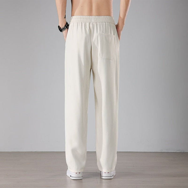 Men's Casual Pants New Drape Baggy Fashion Straight Wide Leg Black Apricot Light Gray