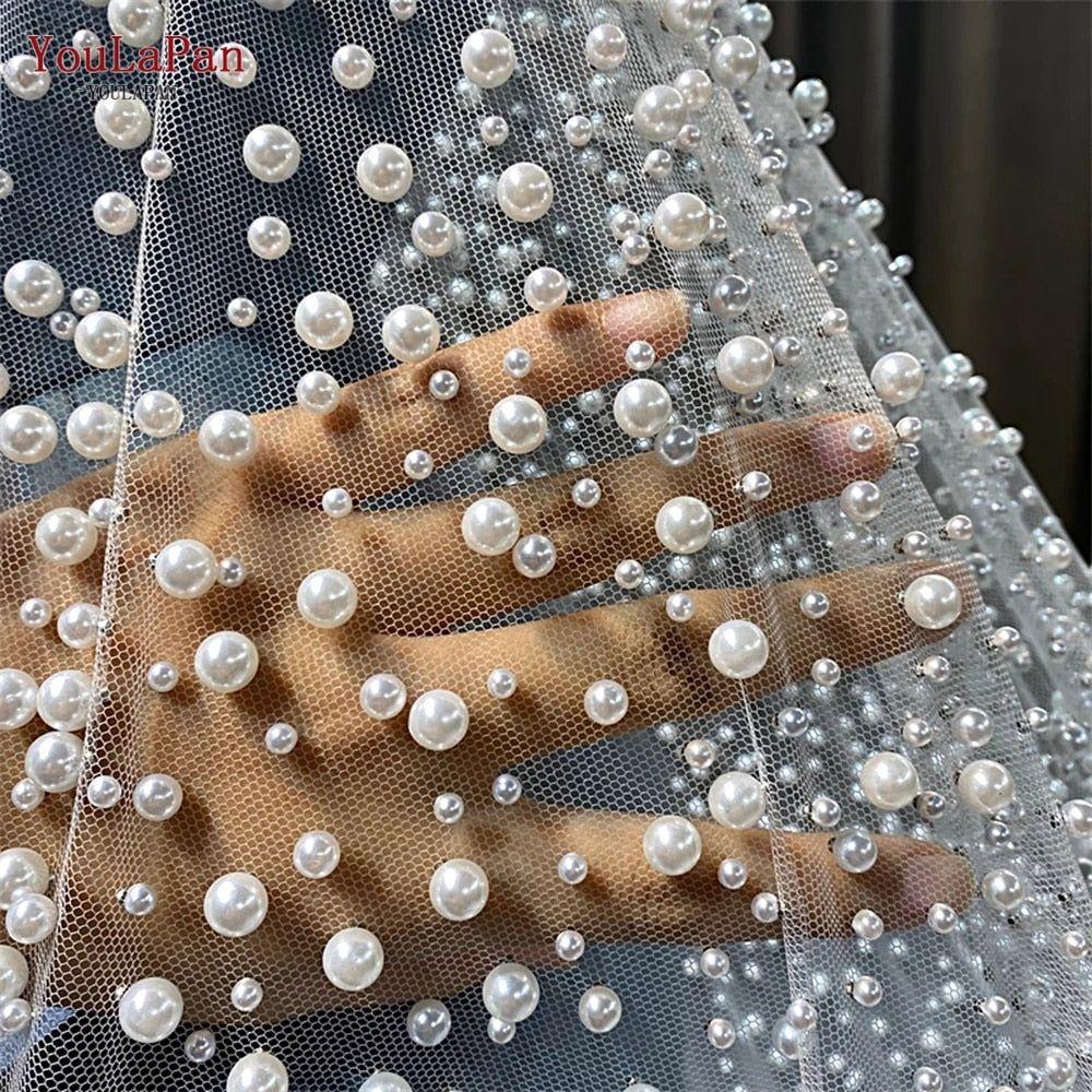 Luxury Pearl Beaded Bridal Veil 3M Cathedral Length Veils - Frimunt Clothing Co.