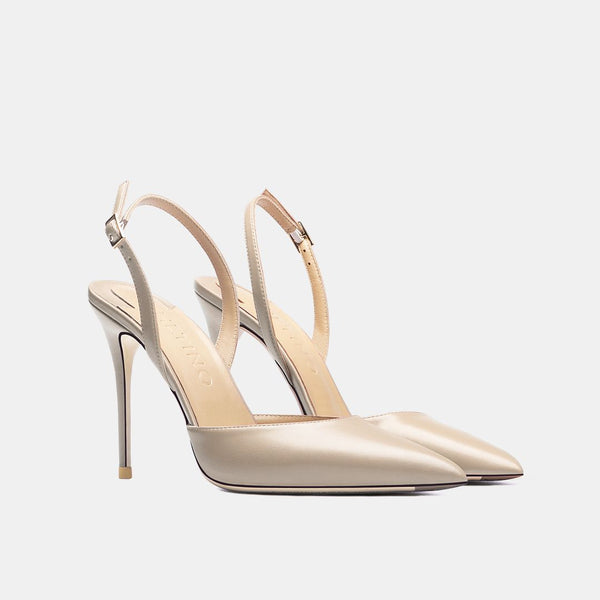 Summer High Heel Backstrap Silk Pointed Toe Bridal Pumps With Buckle - Frimunt Clothing Co.