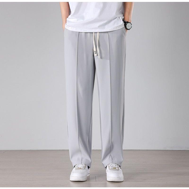 Men's Casual Pants New Drape Baggy Fashion Straight Wide Leg Black Apricot Light Gray - Frimunt Clothing Co.
