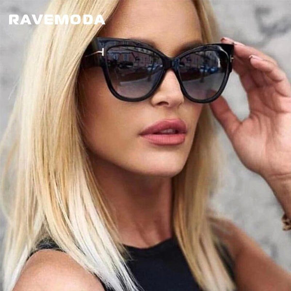 Gafas de sol de ojo de gato de gran tamaño para mujer Gafas clásicas inspiradas en marcas famosas Gradiente UV400