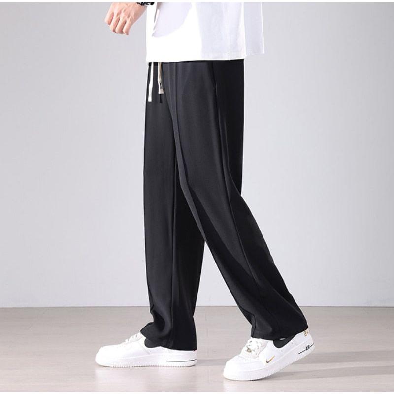 Men's Casual Pants New Drape Baggy Fashion Straight Wide Leg Black Apricot Light Gray - Frimunt Clothing Co.