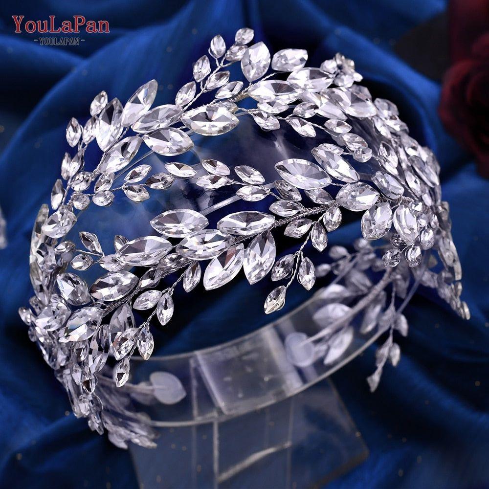 Luxurious Rhinestone Headband Silver Hair Accessories Bling Bride Tiaras - Frimunt Clothing Co.