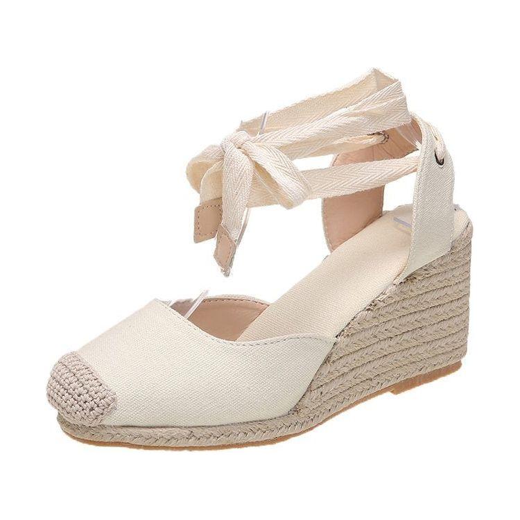 Women's Espadrille Wedge Platform Comfortable Lace Up Summer Shoes - Frimunt Clothing Co.
