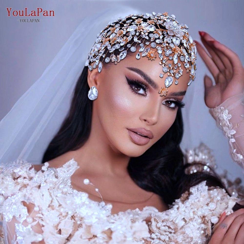 Luxury Bridal Hair Accessories Flower Wedding Crown Forehead Jewelry - Frimunt Clothing Co.