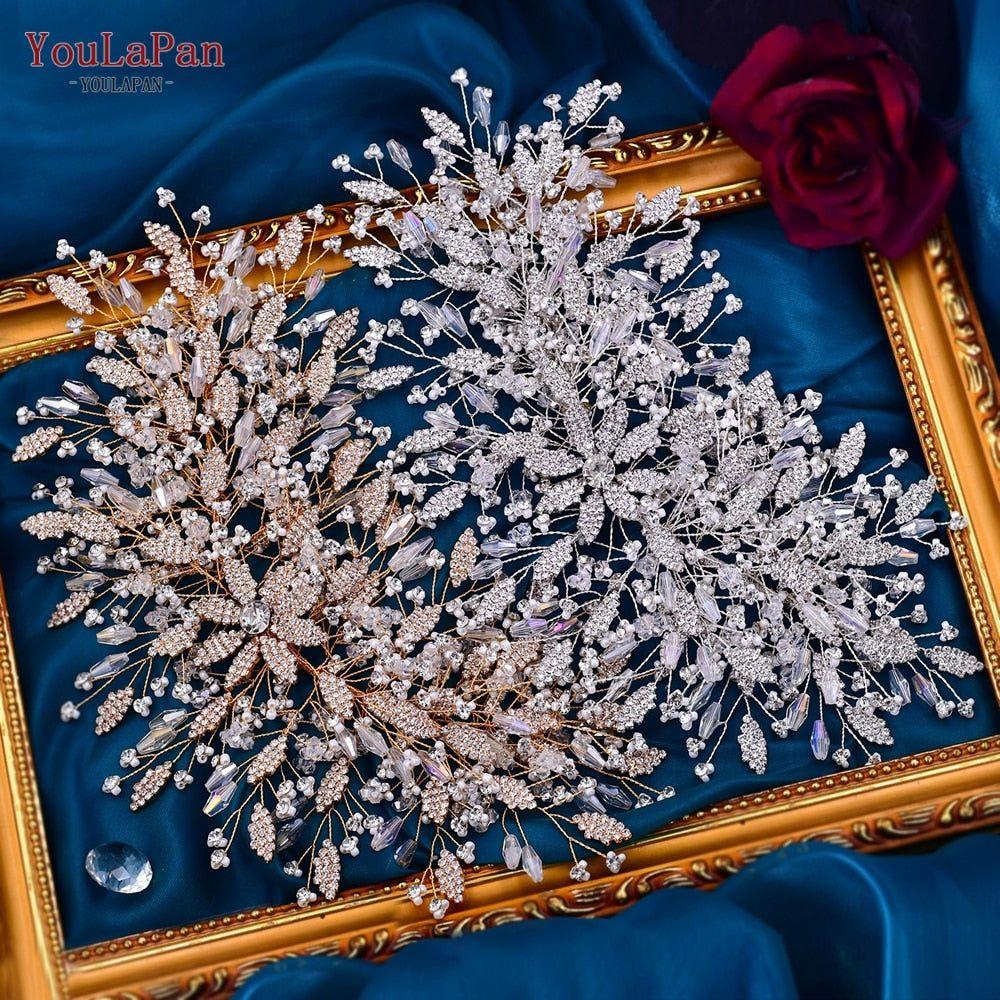 YouLaPan HP377 Ladies Wedding Crown Bridal Crowns for Brides Hair Accessories Metal Crystal Bridal Hair Band Wedding Tiara - Frimunt Clothing Co.
