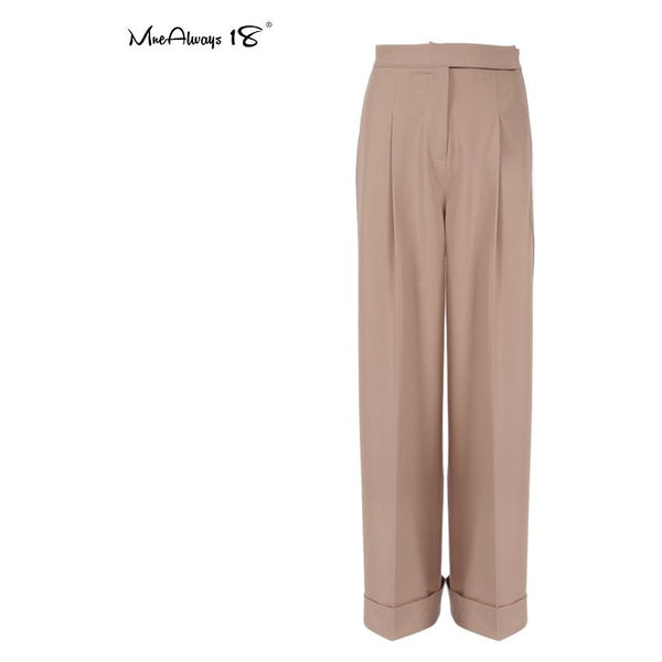 Spring Summer Black Women's Trousers High Waist Pleated Pants Pockets Wide Leg Pants Solid Colors - Frimunt Clothing Co.