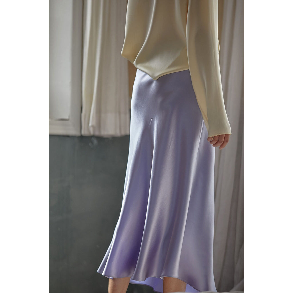 Summer Midi Satin Elegant High Waist A Line Women's Long Skirts - Frimunt Clothing Co.