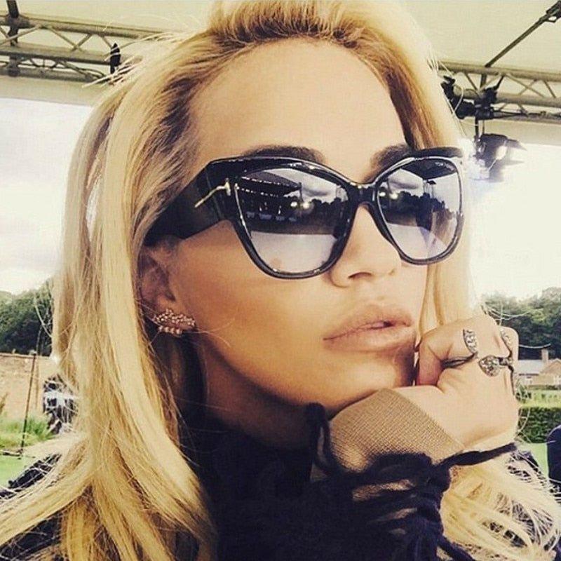 Women's Oversized Cat Eye Sunglasses Famous Brand Inspired Classic Eyewear Gradient UV400 - Frimunt Clothing Co.