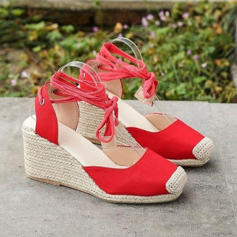 Women's Espadrille Wedge Platform Comfortable Lace Up Summer Shoes - Frimunt Clothing Co.